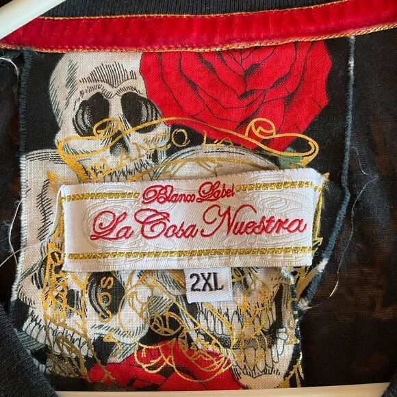 La Cosa Nuestra 2X, Black Sheer TShirt. So cool! Skulls, Roses, Mexico. RARE.5/5 - Picture 9 of 10